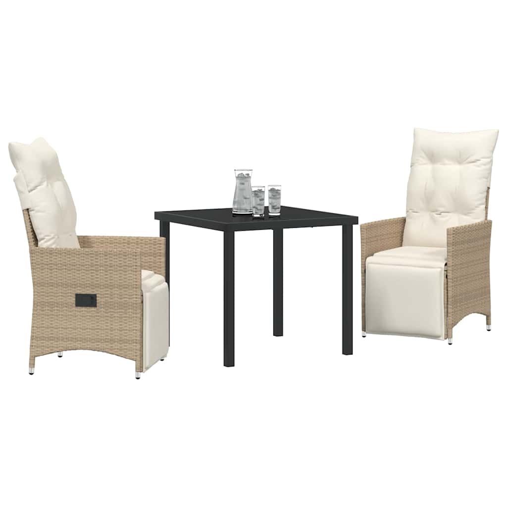 Garten Essgruppe mit Kissen 3 pcs Beige Poly-Rattan