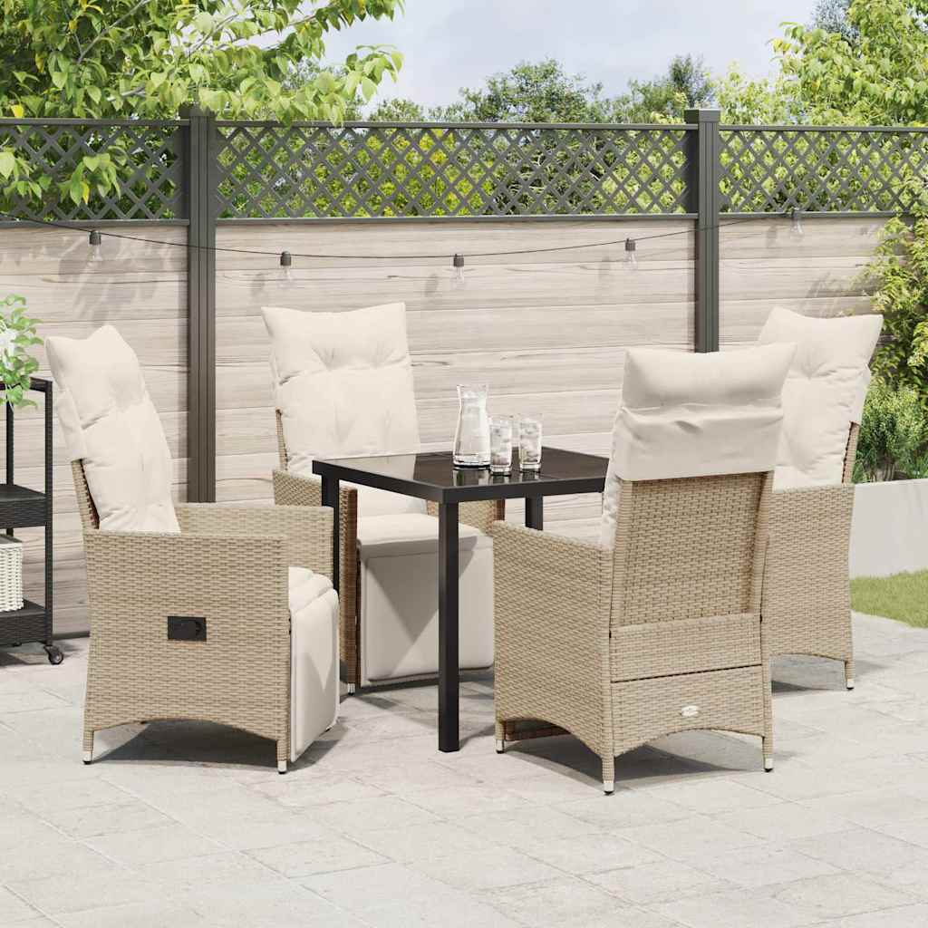 Garten Essgruppe mit Kissen 5 pcs Beige Poly-Rattan