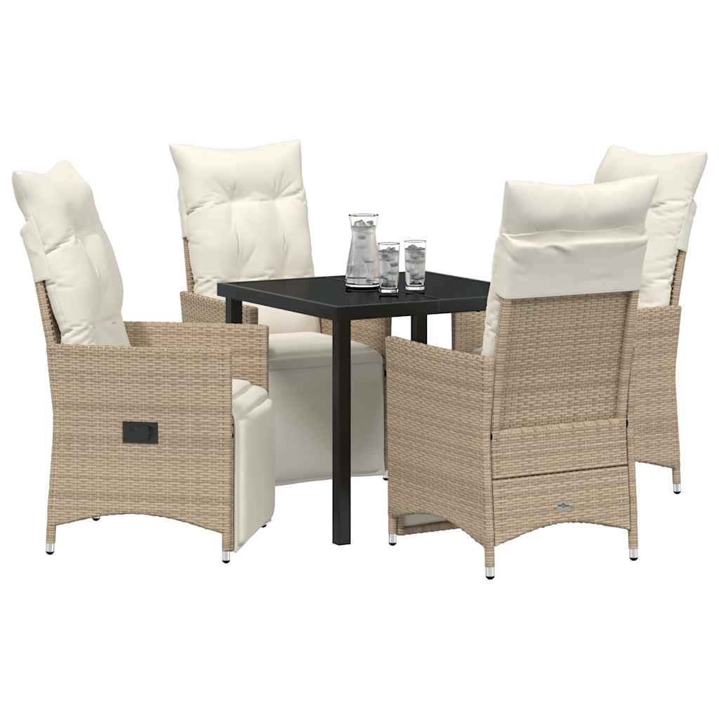 Garten Essgruppe mit Kissen 5 pcs Beige Poly-Rattan