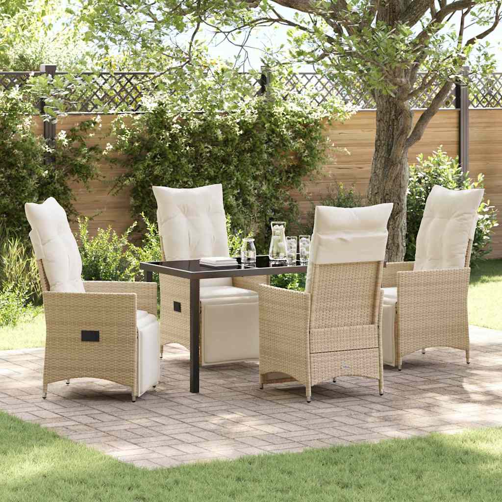 Garten Essgruppe mit Kissen 5 pcs Beige Poly-Rattan