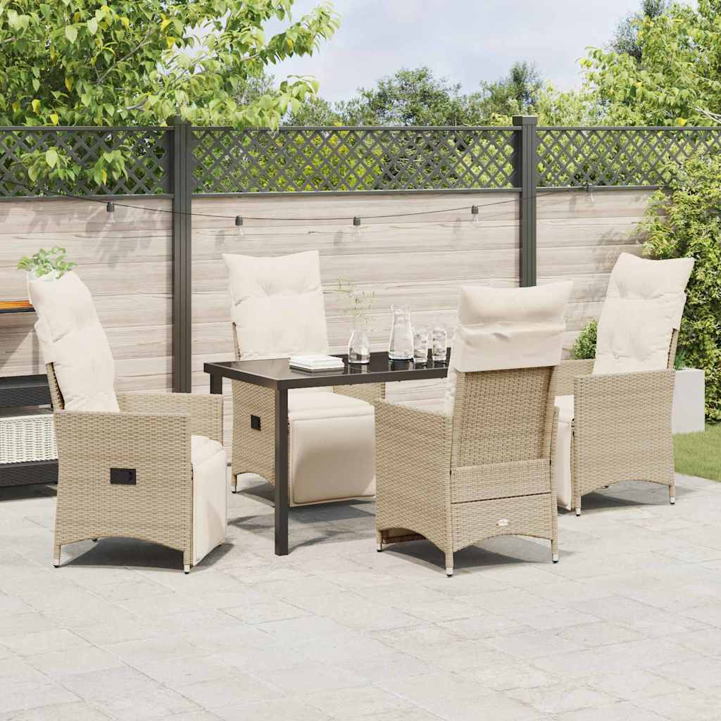 Garten Essgruppe mit Kissen 5 pcs Beige Poly-Rattan