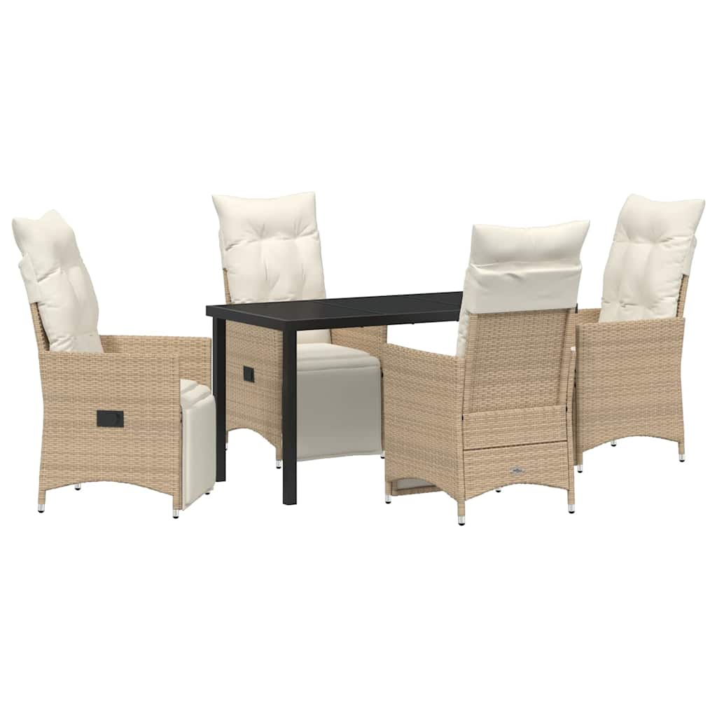 Garten Essgruppe mit Kissen 5 pcs Beige Poly-Rattan