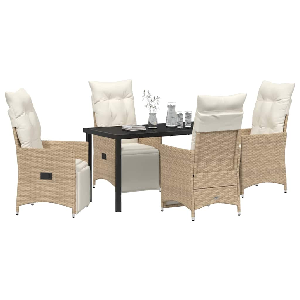 Garten Essgruppe mit Kissen 5 pcs Beige Poly-Rattan