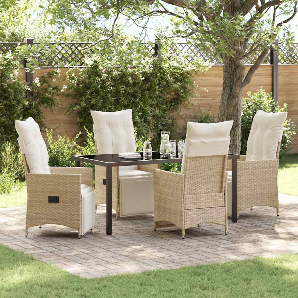 Garten Essgruppe mit Kissen 5 pcs Beige Poly-Rattan