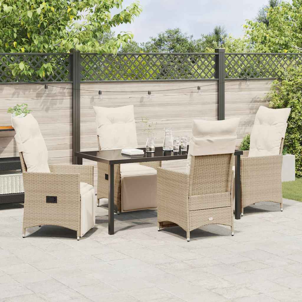 Garten Essgruppe mit Kissen 5 pcs Beige Poly-Rattan