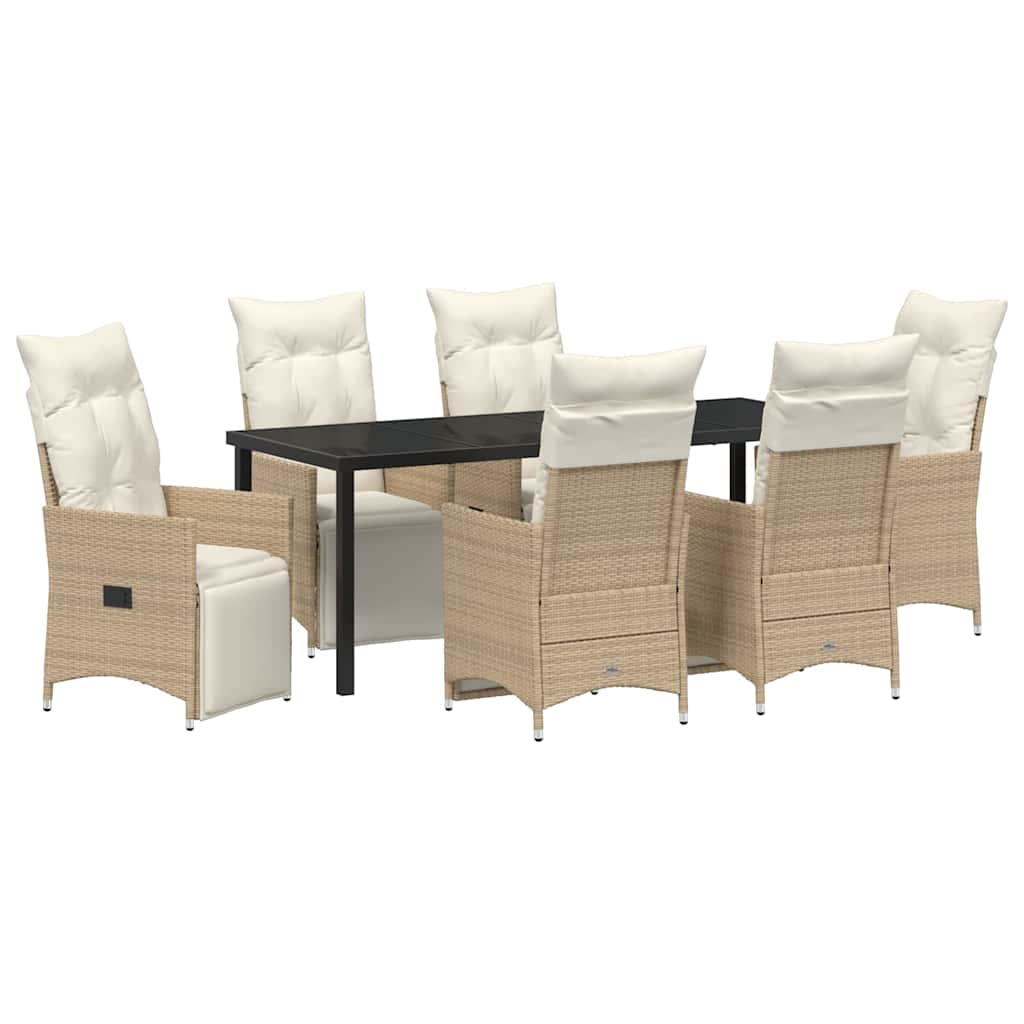 Garten Essgruppe mit Kissen 7 pcs Beige Poly-Rattan