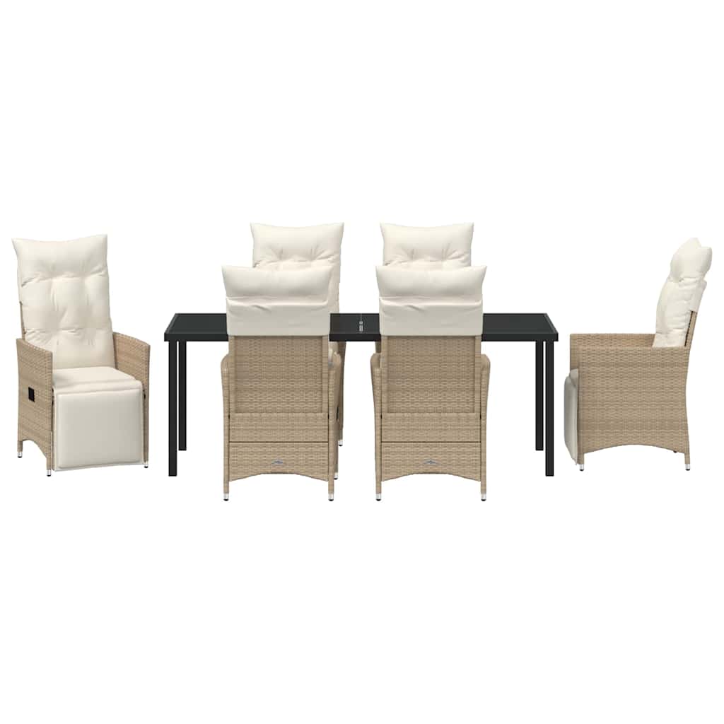 Garten Essgruppe mit Kissen 7 pcs Beige Poly-Rattan