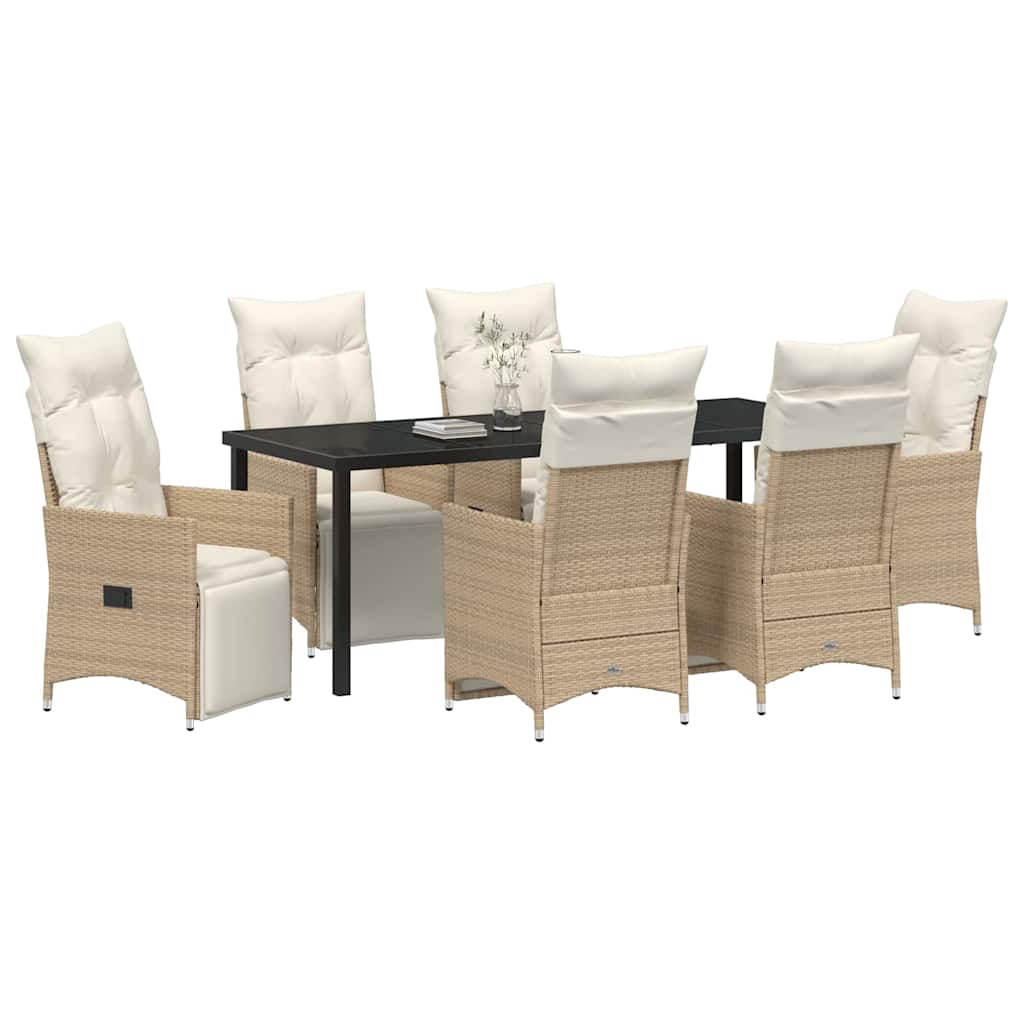 Garten Essgruppe mit Kissen 7 pcs Beige Poly-Rattan