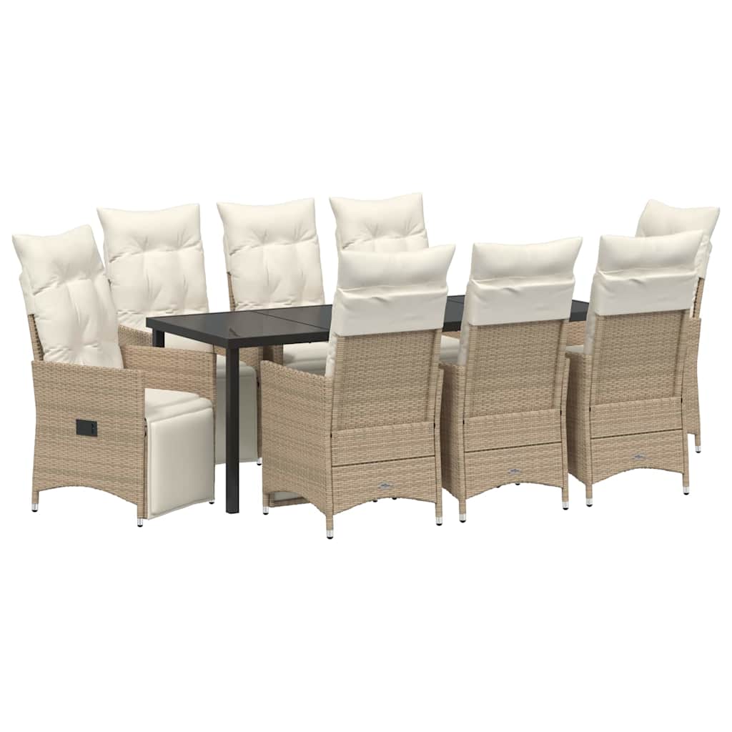 Garten Essgruppe mit Kissen 9 pcs Beige Poly-Rattan