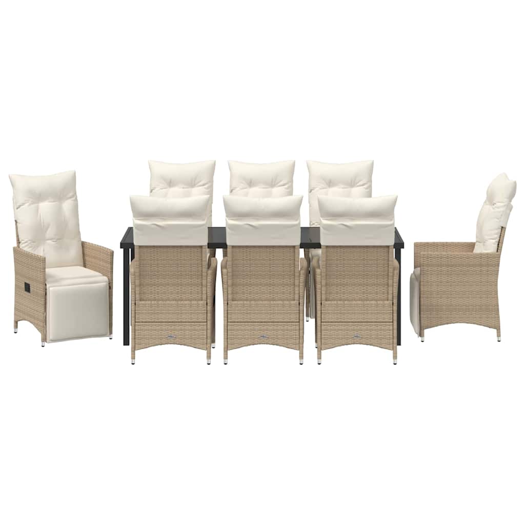 Garten Essgruppe mit Kissen 9 pcs Beige Poly-Rattan