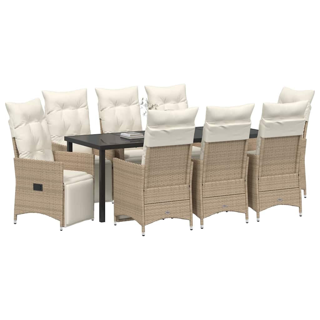 Garten Essgruppe mit Kissen 9 pcs Beige Poly-Rattan