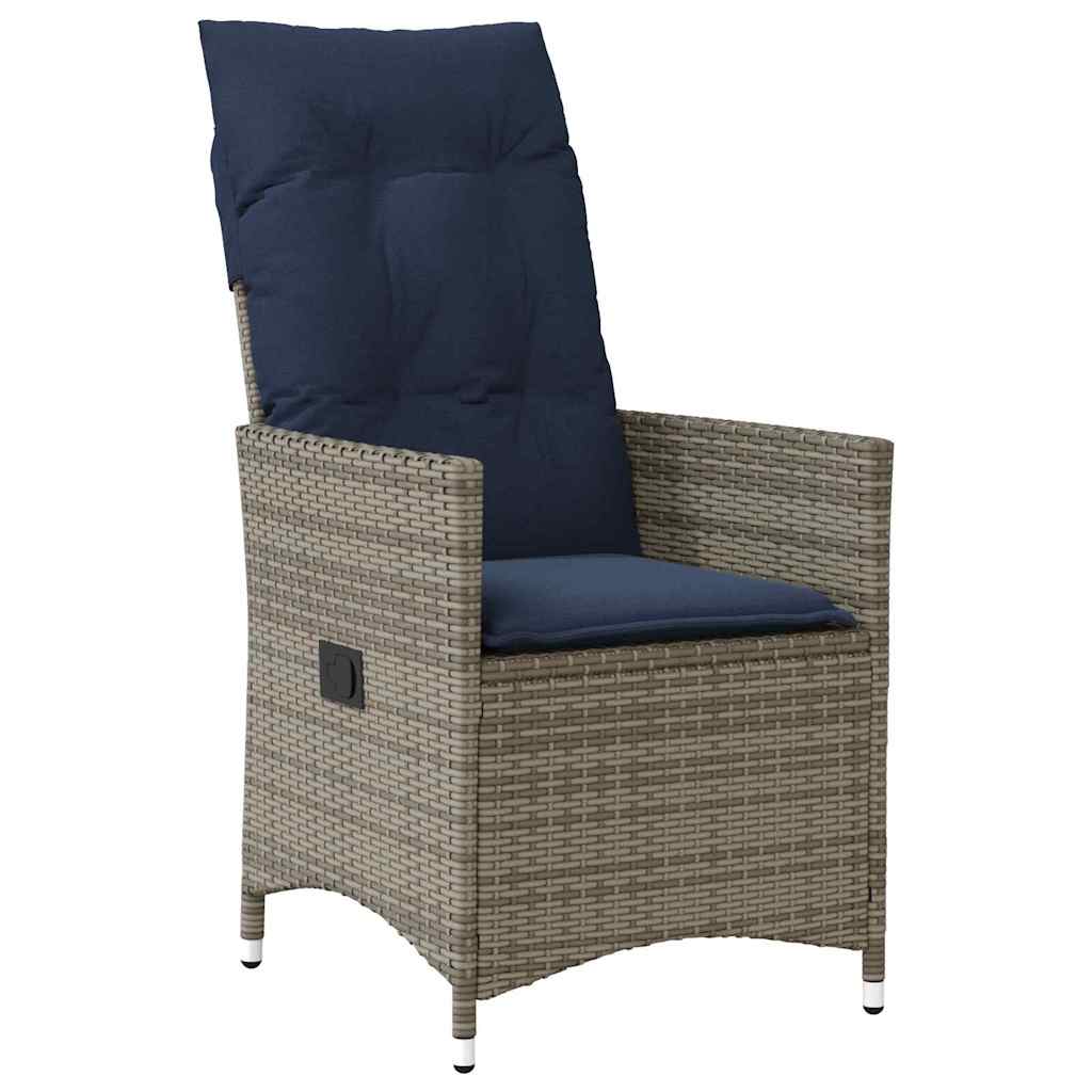 Tisch- und Stuhlset mit Kissen 3 pcs Grau PE-Rattan