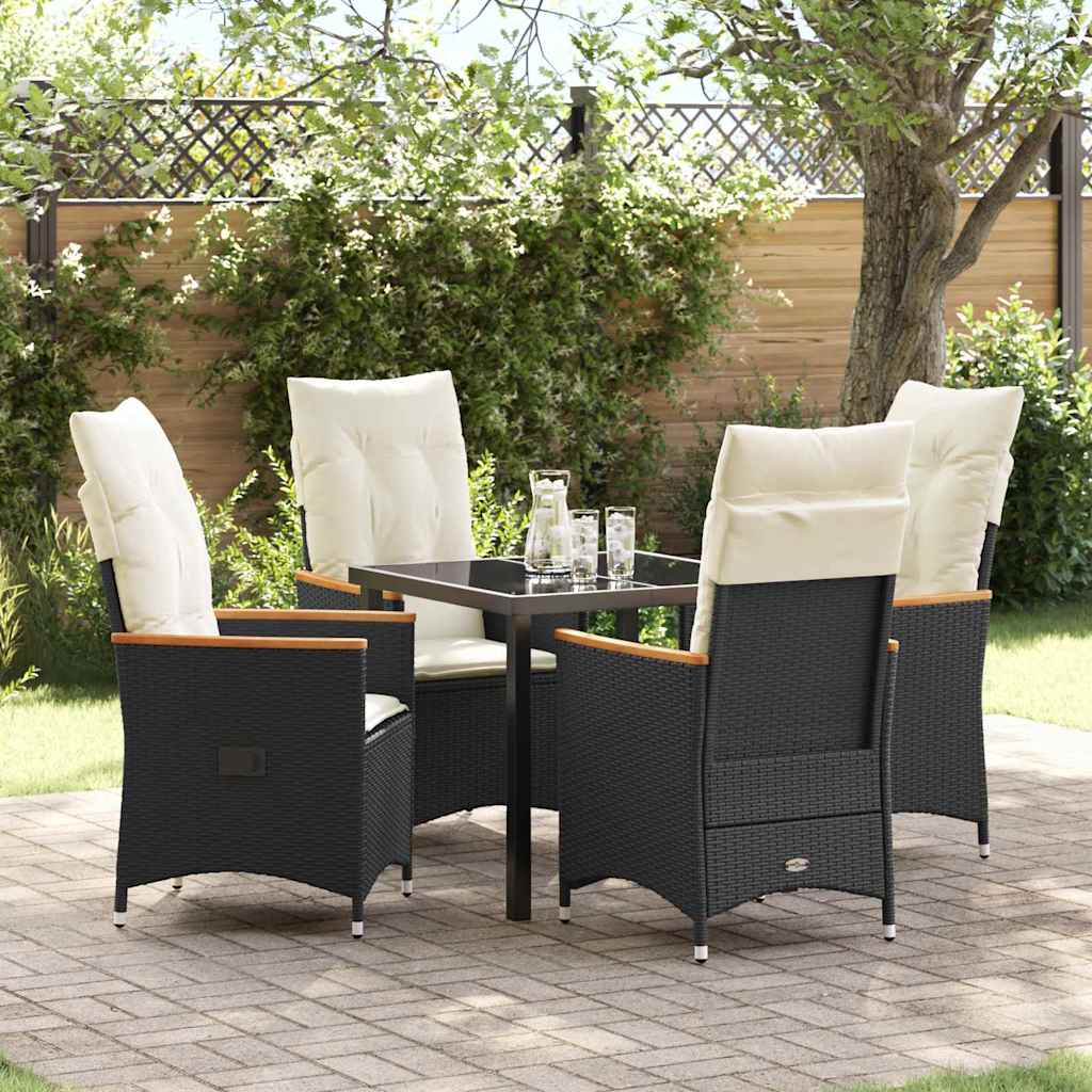 Garten Essgruppe mit Kissen 5 pcs Schwarz Poly-Rattan
