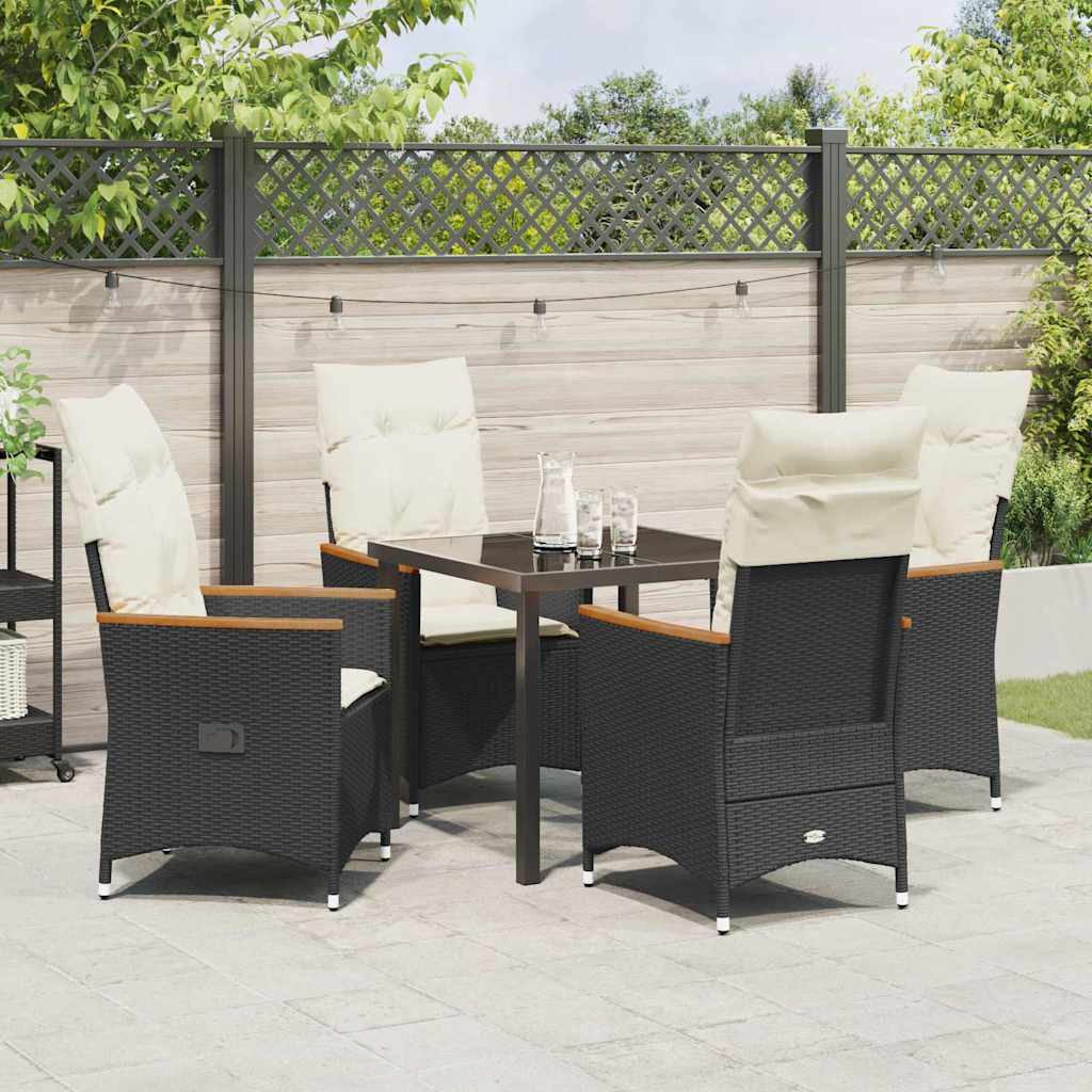 Garten Essgruppe mit Kissen 5 pcs Schwarz Poly-Rattan
