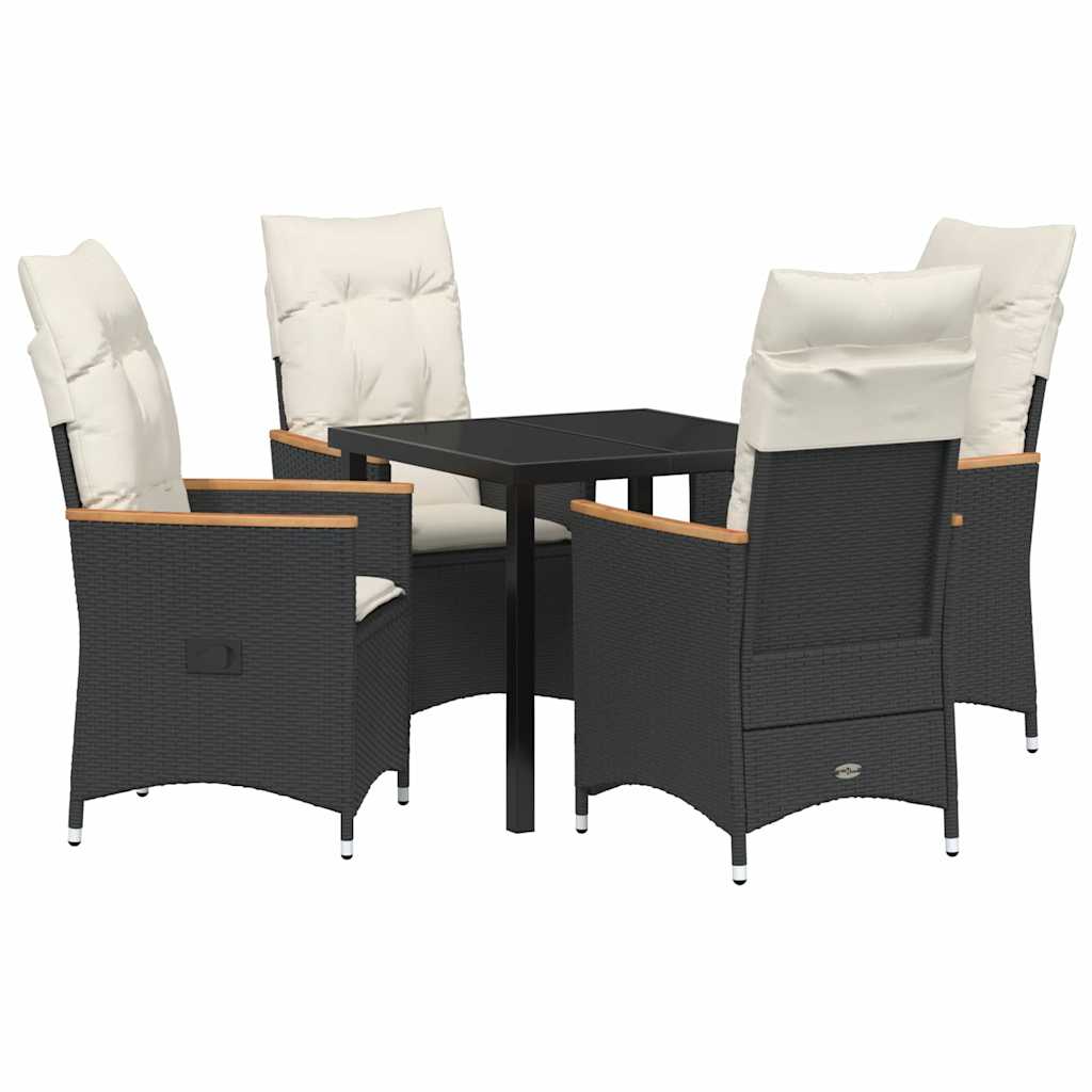 Garten Essgruppe mit Kissen 5 pcs Schwarz Poly-Rattan