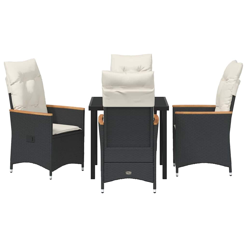 Garten Essgruppe mit Kissen 5 pcs Schwarz Poly-Rattan