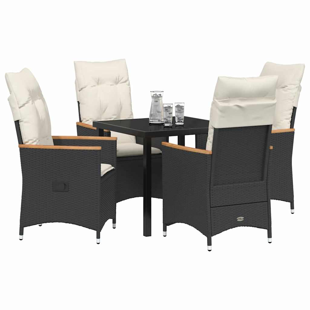 Garten Essgruppe mit Kissen 5 pcs Schwarz Poly-Rattan