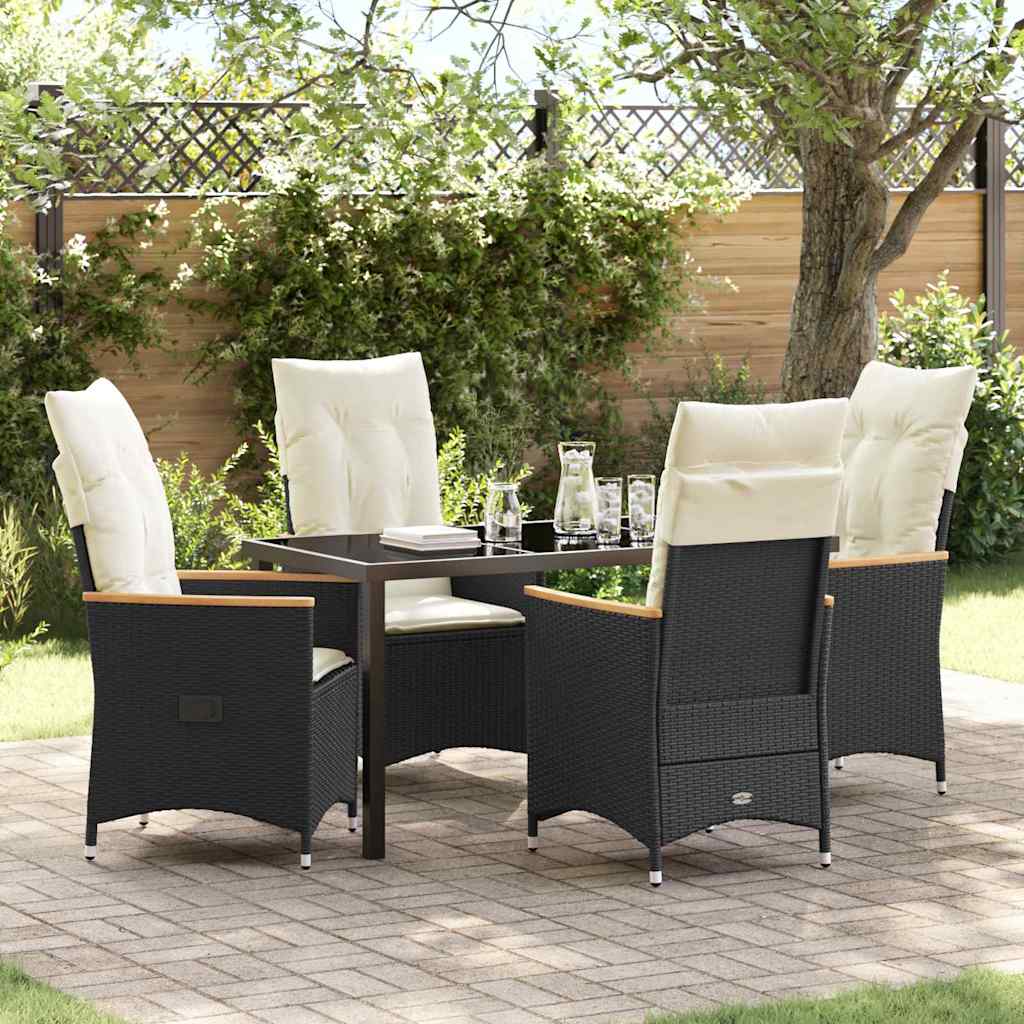 Garten Essgruppe mit Kissen 5 pcs Schwarz Poly-Rattan