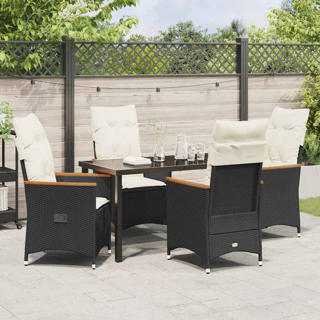 Garten Essgruppe mit Kissen 5 pcs Schwarz Poly-Rattan