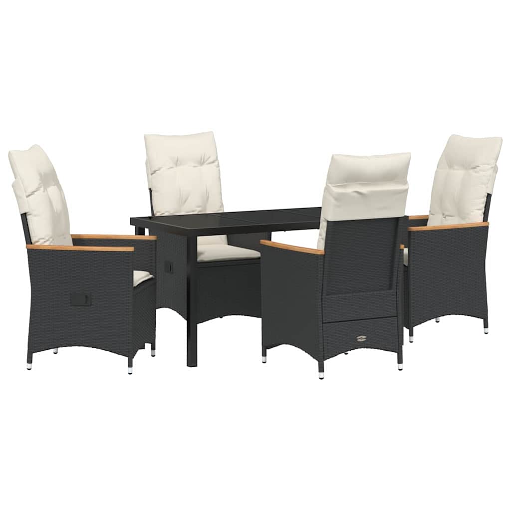 Garten Essgruppe mit Kissen 5 pcs Schwarz Poly-Rattan