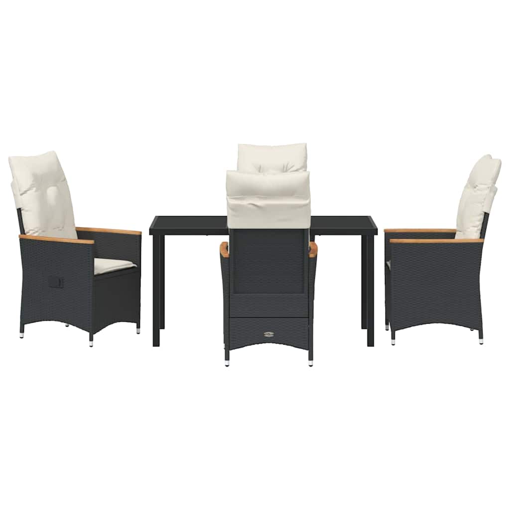 Garten Essgruppe mit Kissen 5 pcs Schwarz Poly-Rattan
