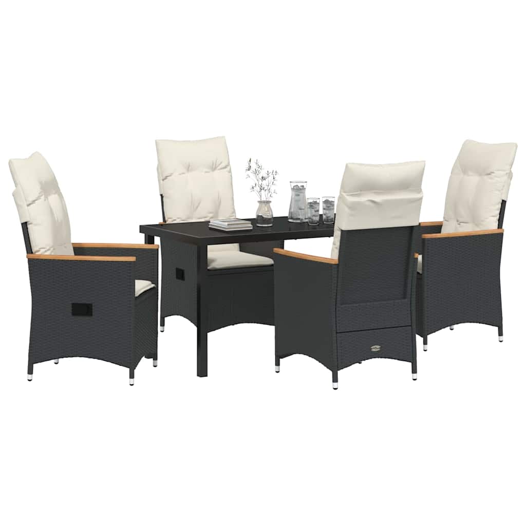 Garten Essgruppe mit Kissen 5 pcs Schwarz Poly-Rattan