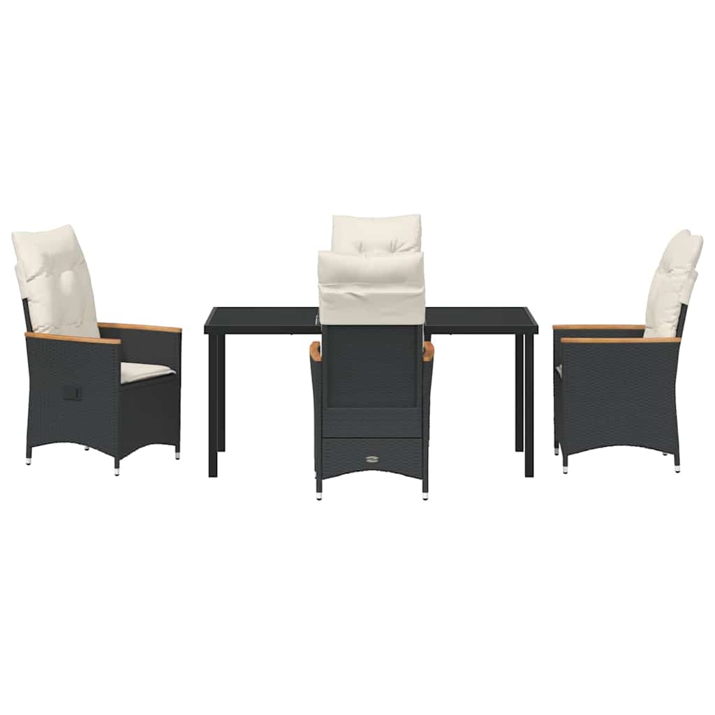 Garten Essgruppe mit Kissen 5 pcs Schwarz Poly-Rattan