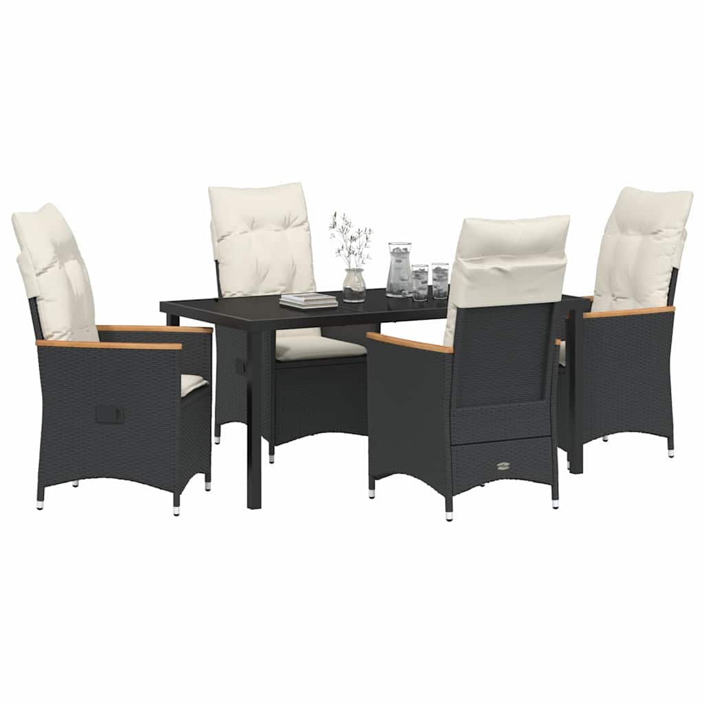 Garten Essgruppe mit Kissen 5 pcs Schwarz Poly-Rattan