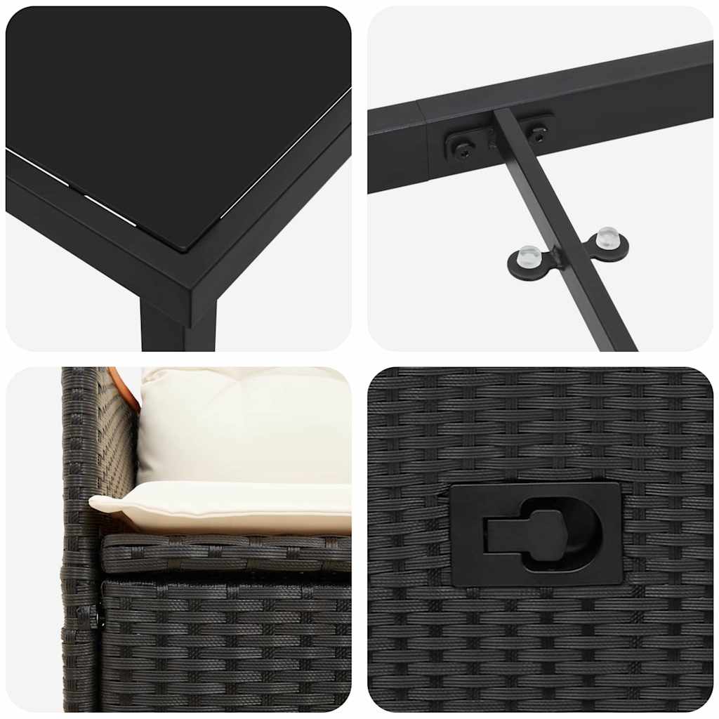 Garten Essgruppe mit Kissen 7 pcs Schwarz Poly-Rattan