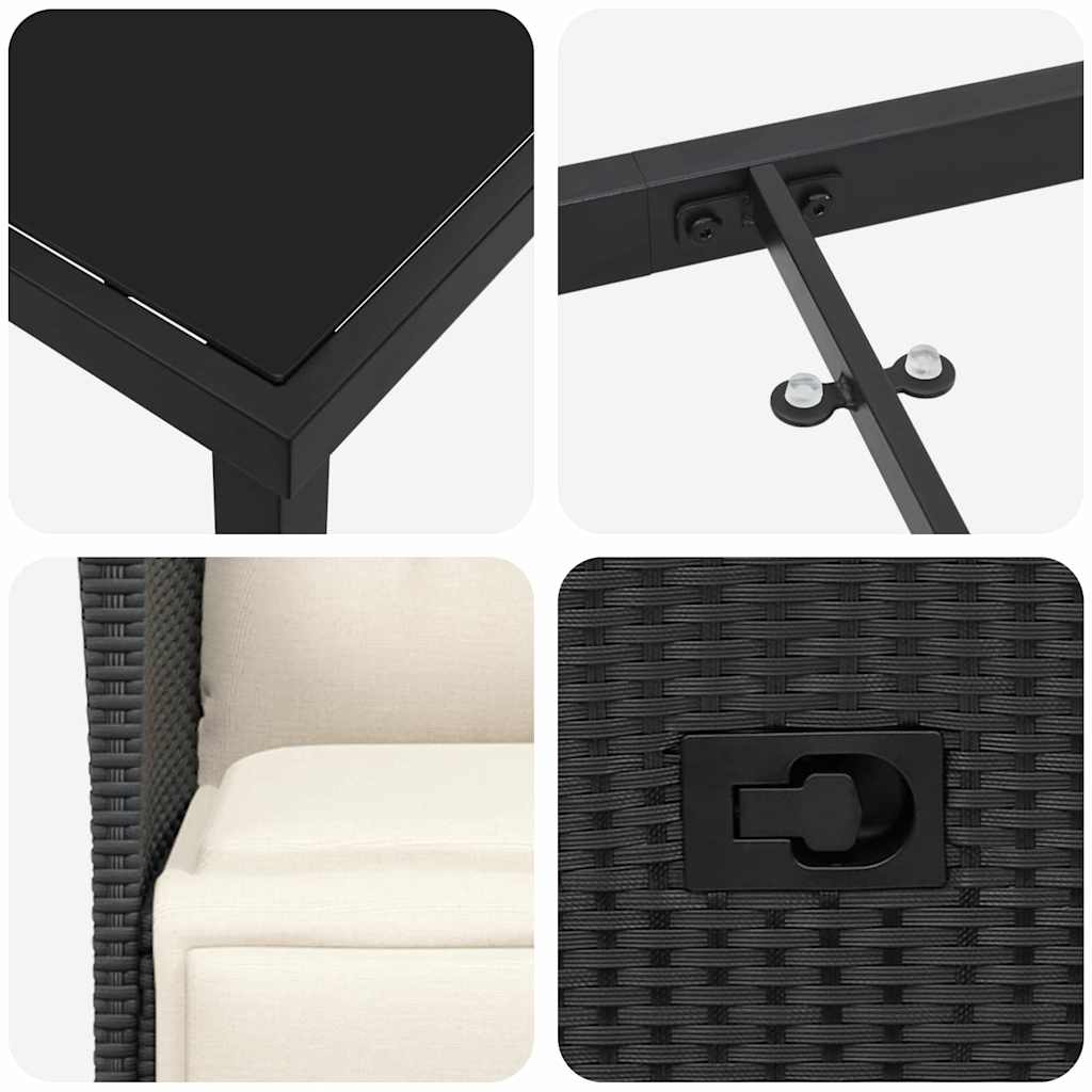 Garten Essgruppe mit Kissen 5 pcs Schwarz Poly-Rattan