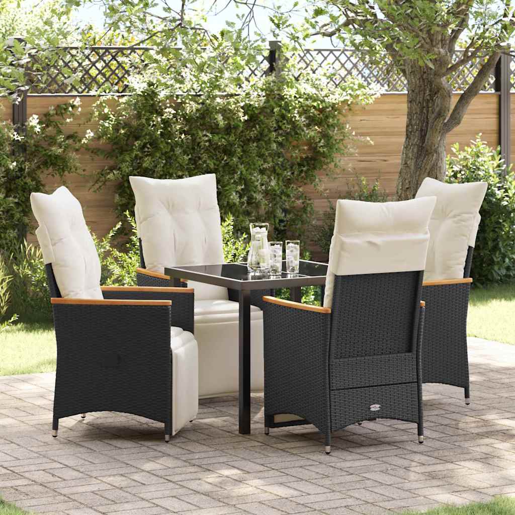 Garten Essgruppe mit Kissen 5 pcs Schwarz Poly-Rattan