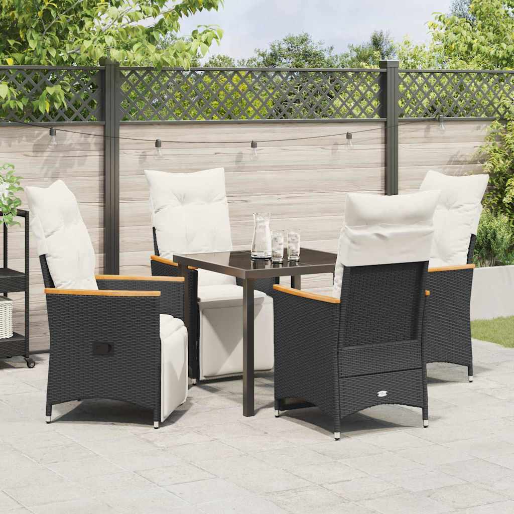 Garten Essgruppe mit Kissen 5 pcs Schwarz Poly-Rattan