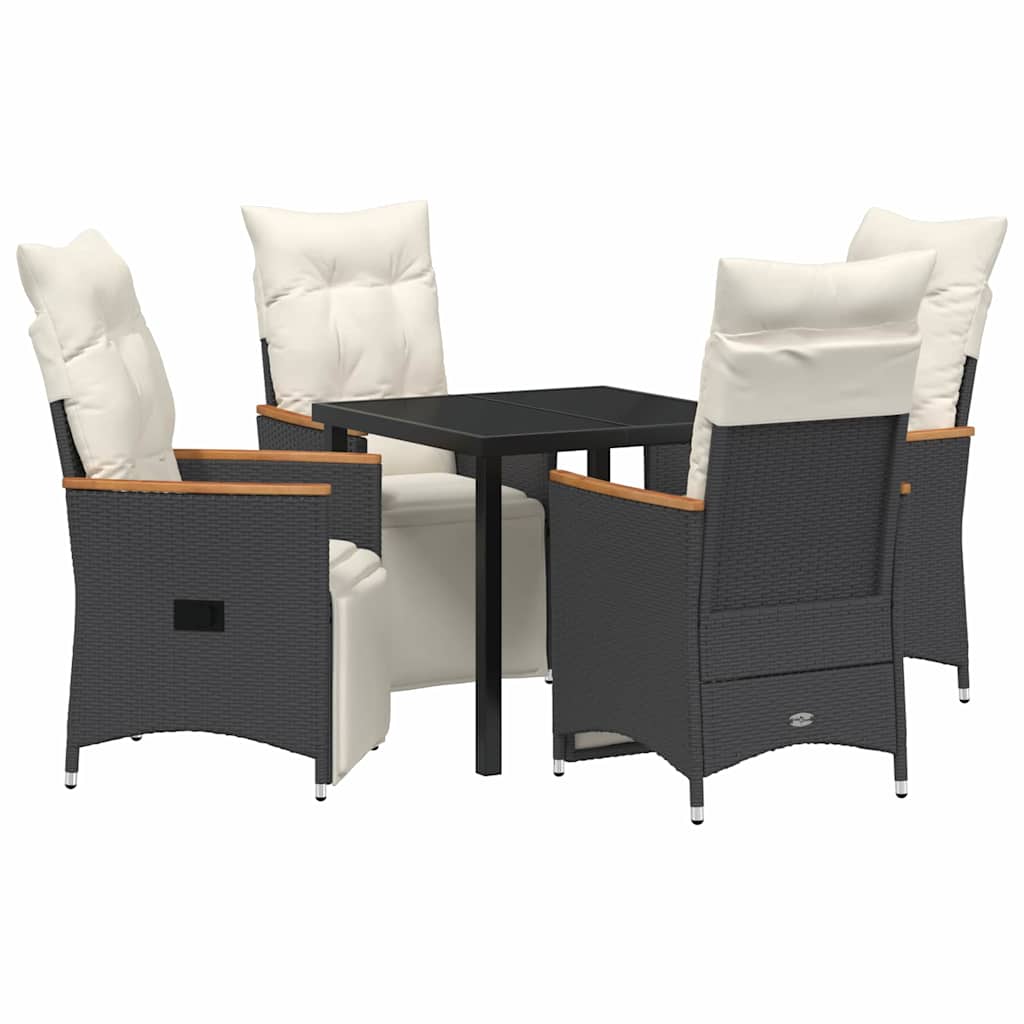 Garten Essgruppe mit Kissen 5 pcs Schwarz Poly-Rattan