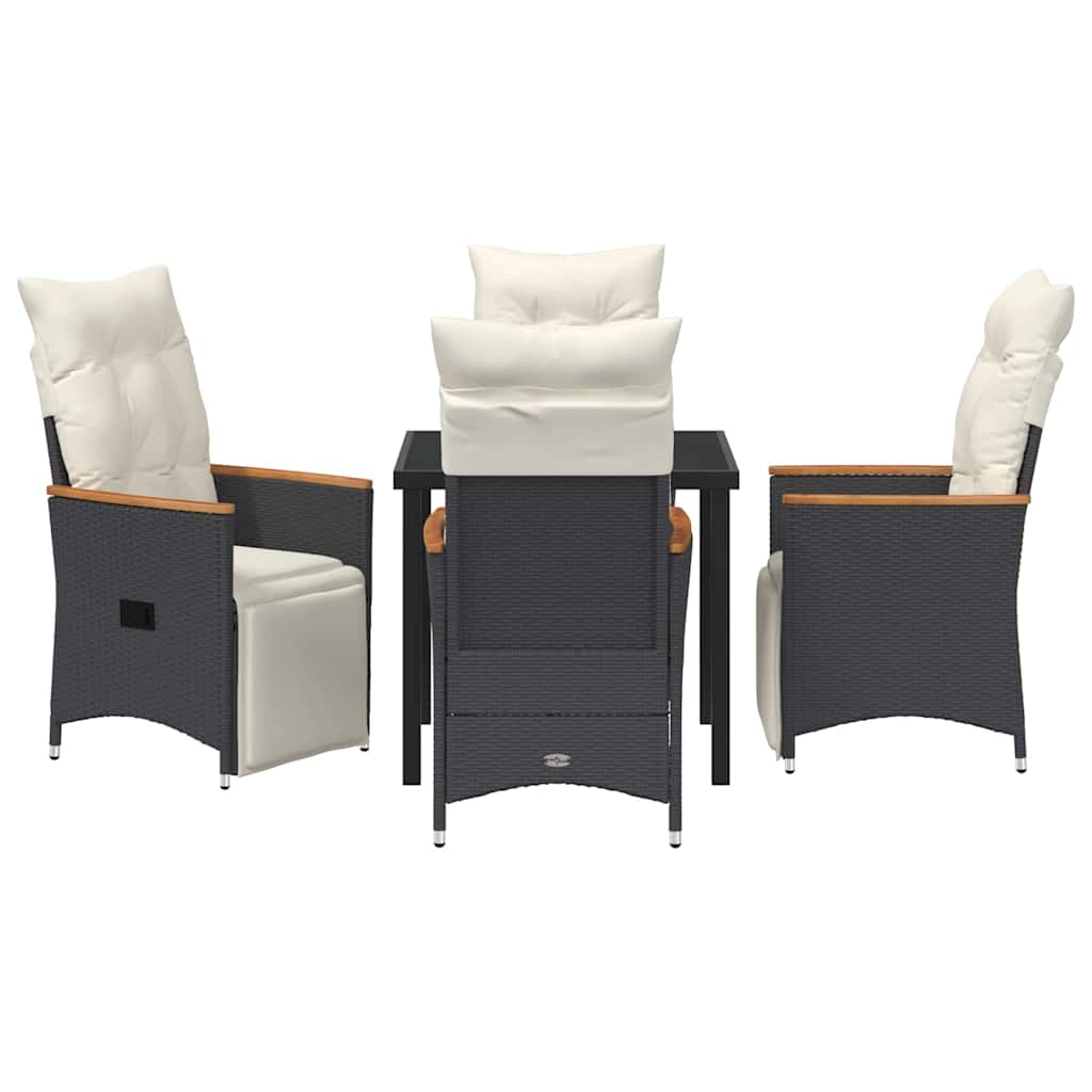 Garten Essgruppe mit Kissen 5 pcs Schwarz Poly-Rattan