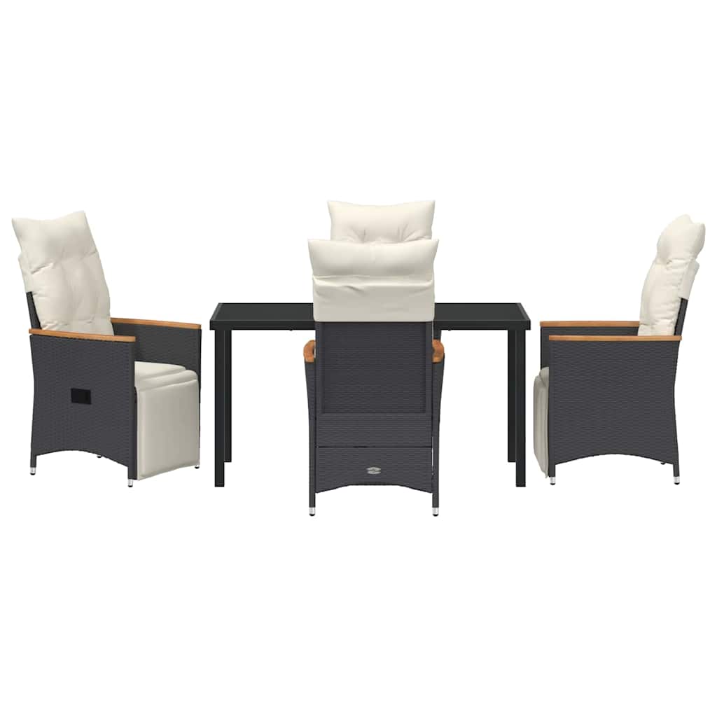 Garten Essgruppe mit Kissen 5 pcs Schwarz Poly-Rattan