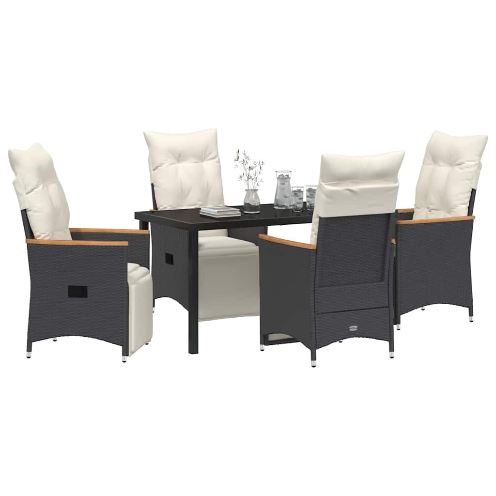 Garten Essgruppe mit Kissen 5 pcs Schwarz Poly-Rattan