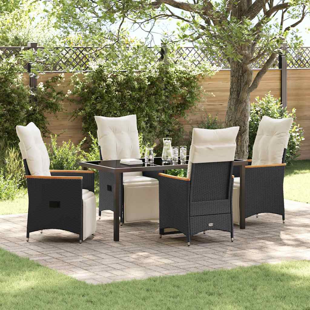 Garten Essgruppe mit Kissen 5 pcs Schwarz Poly-Rattan