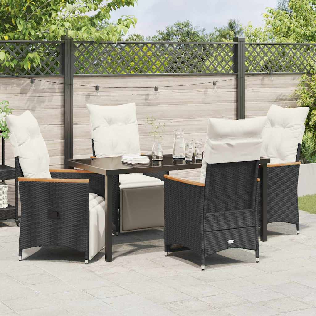 Garten Essgruppe mit Kissen 5 pcs Schwarz Poly-Rattan