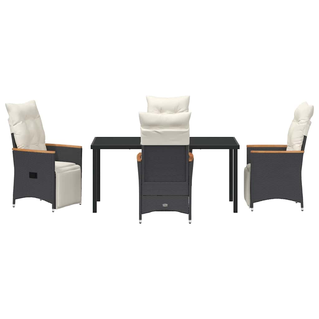 Garten Essgruppe mit Kissen 5 pcs Schwarz Poly-Rattan