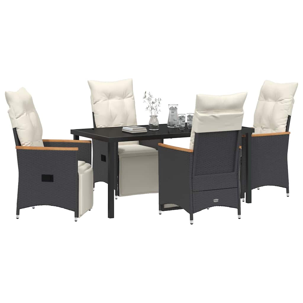 Garten Essgruppe mit Kissen 5 pcs Schwarz Poly-Rattan