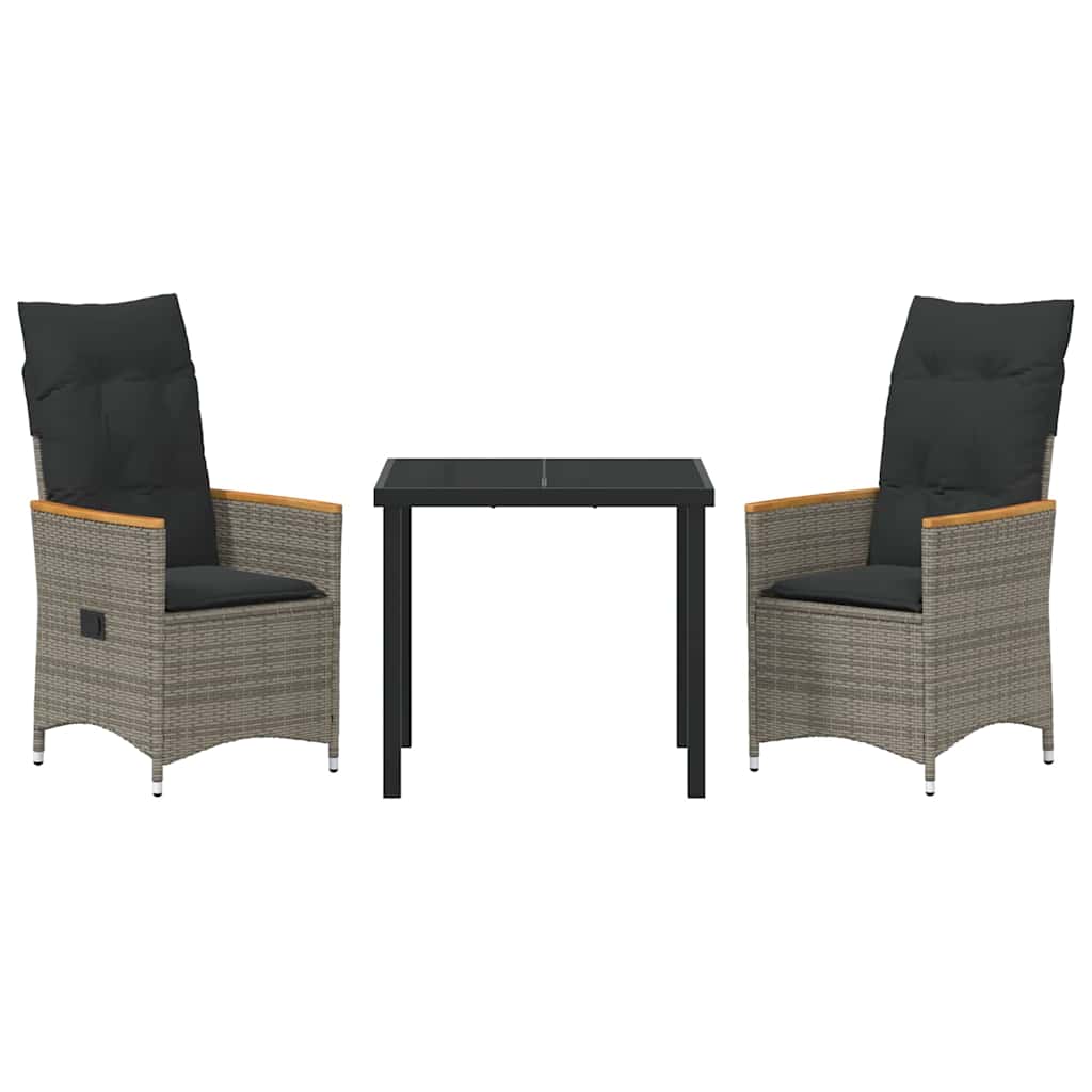 Garten Essgruppe mit Kissen 3 pcs Grau Poly-Rattan