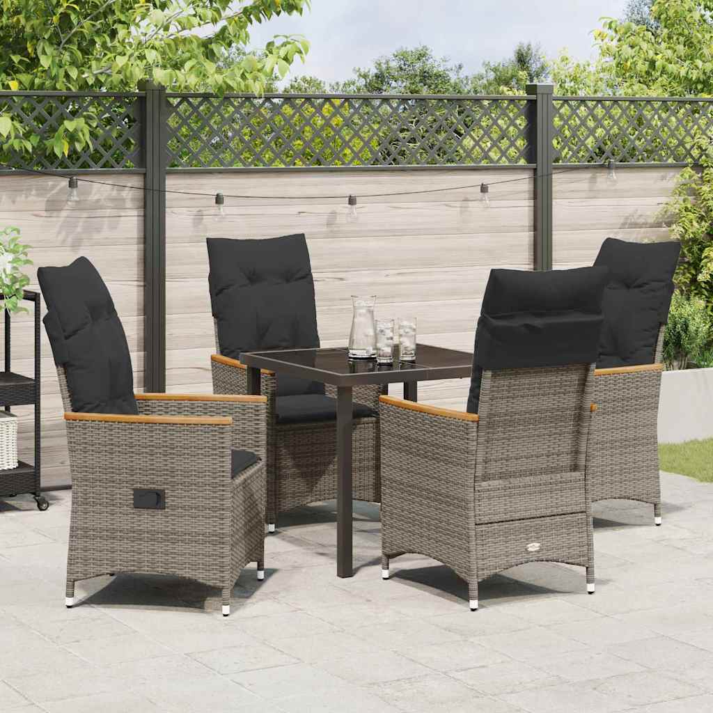 Garten Essgruppe mit Kissen 5 pcs Grau Poly-Rattan