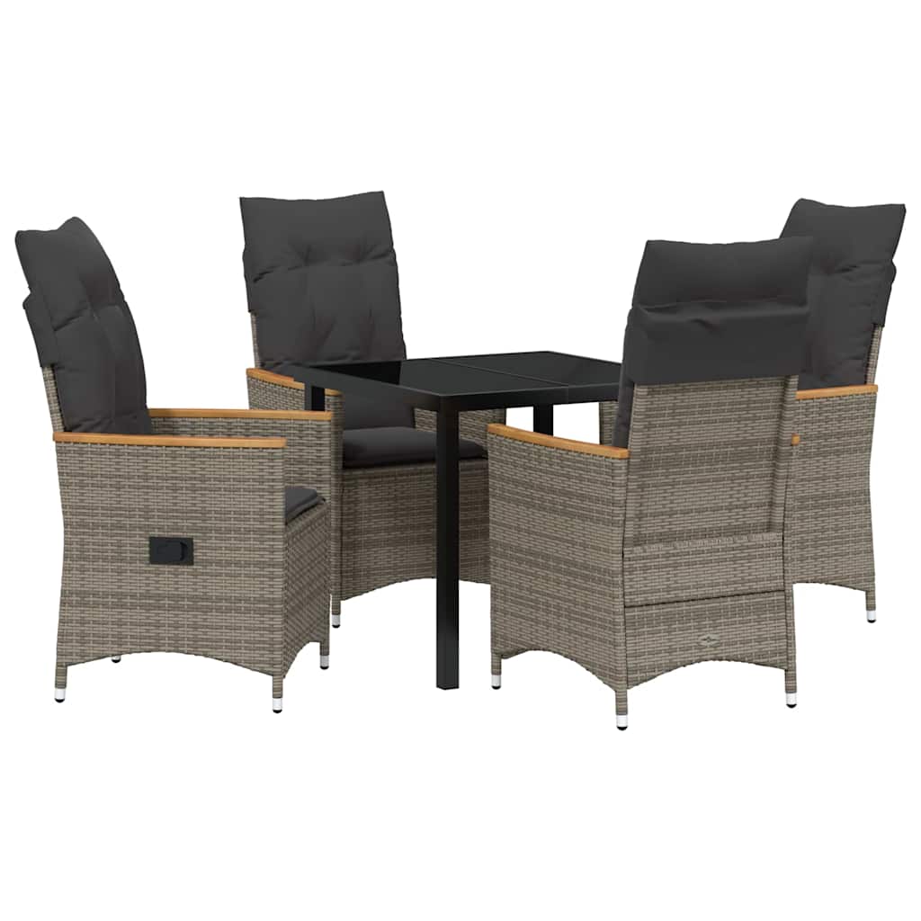 Garten Essgruppe mit Kissen 5 pcs Grau Poly-Rattan