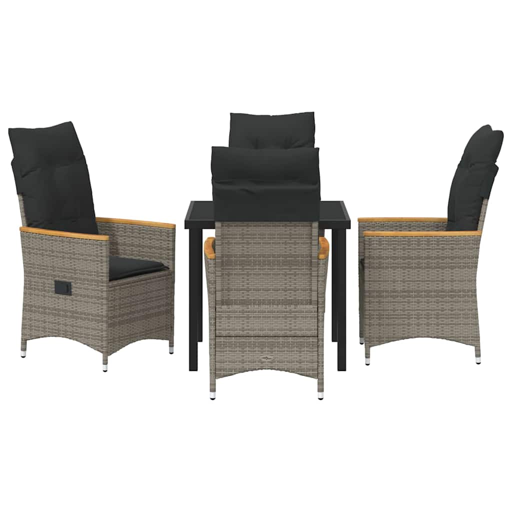 Garten Essgruppe mit Kissen 5 pcs Grau Poly-Rattan