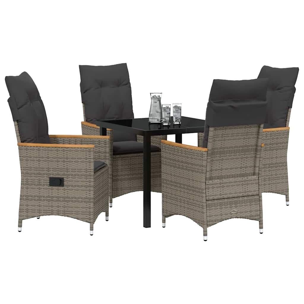 Garten Essgruppe mit Kissen 5 pcs Grau Poly-Rattan