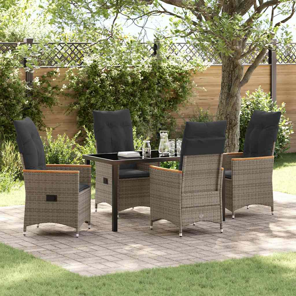 Garten Essgruppe mit Kissen 5 pcs Grau Poly-Rattan