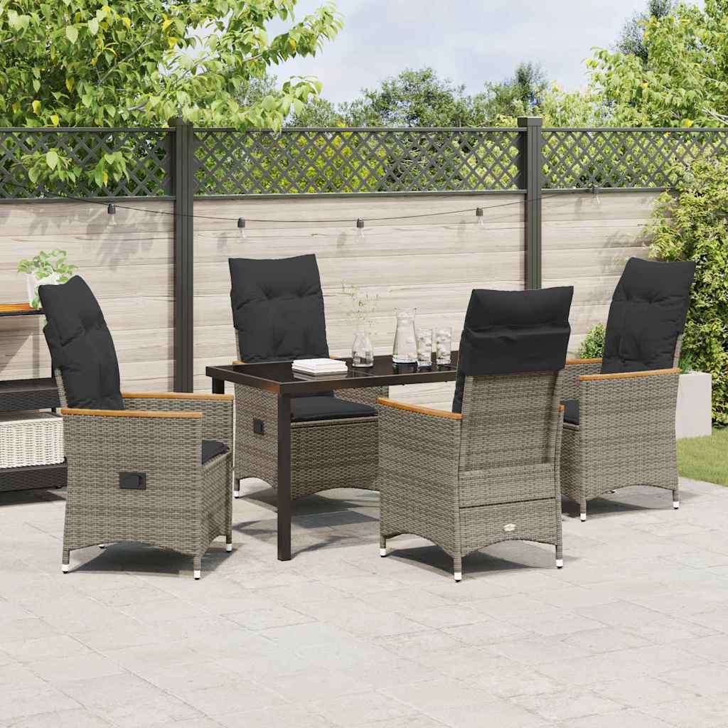 Garten Essgruppe mit Kissen 5 pcs Grau Poly-Rattan