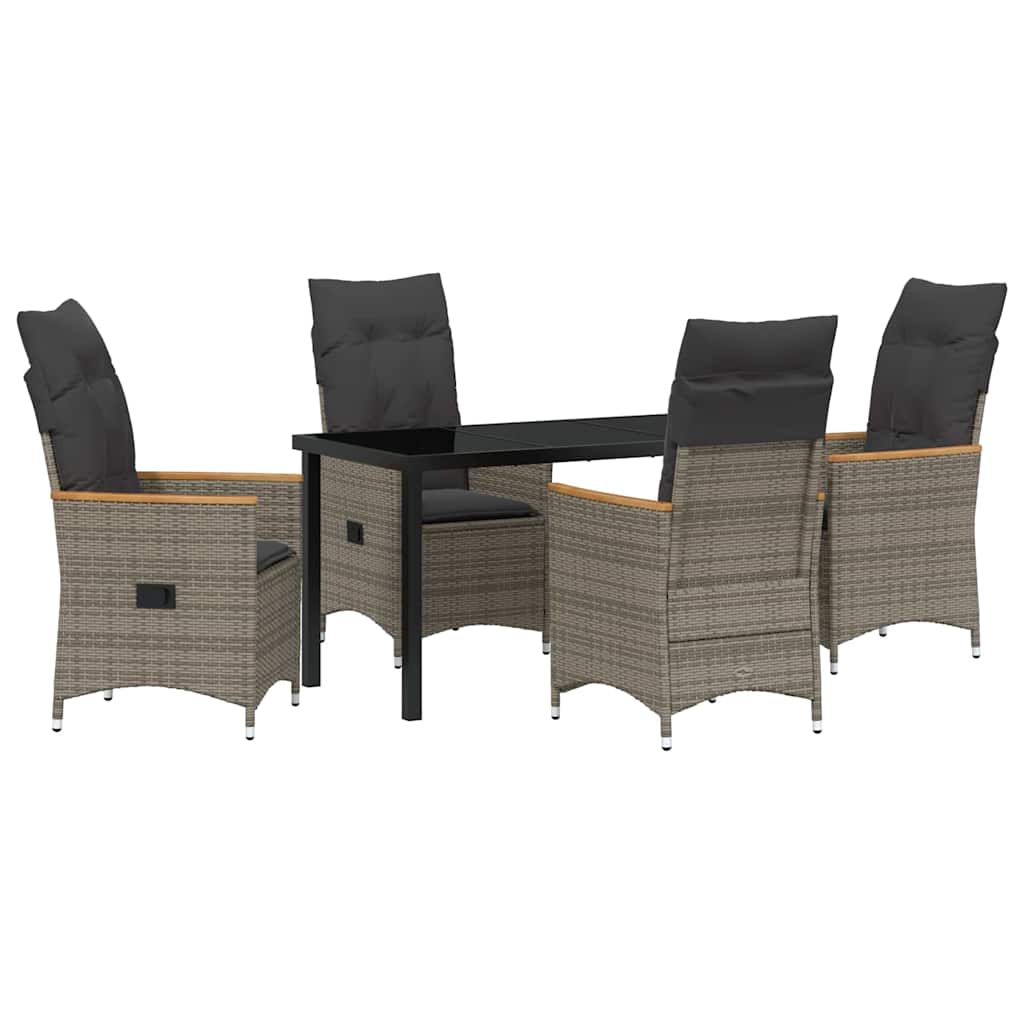 Garten Essgruppe mit Kissen 5 pcs Grau Poly-Rattan