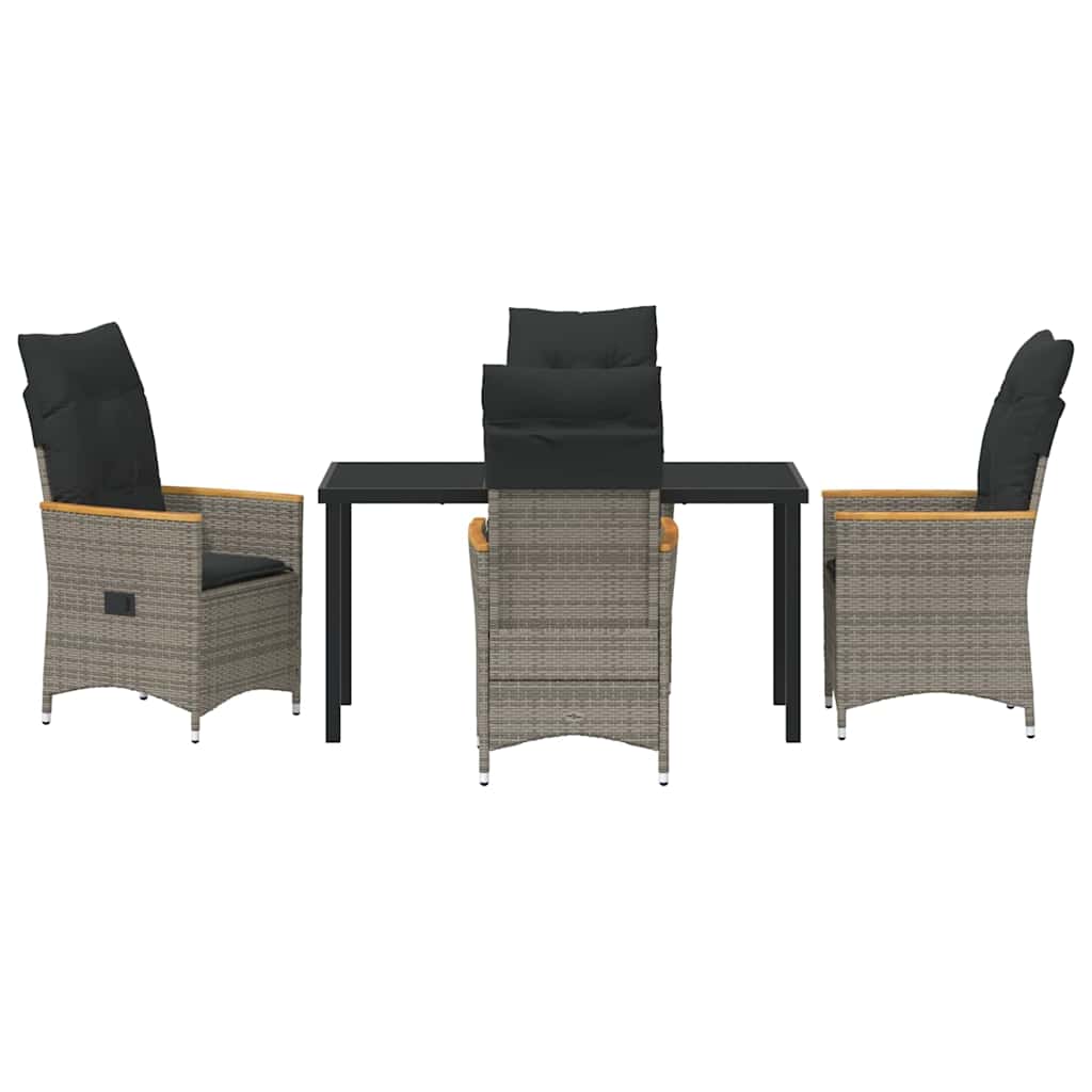 Garten Essgruppe mit Kissen 5 pcs Grau Poly-Rattan