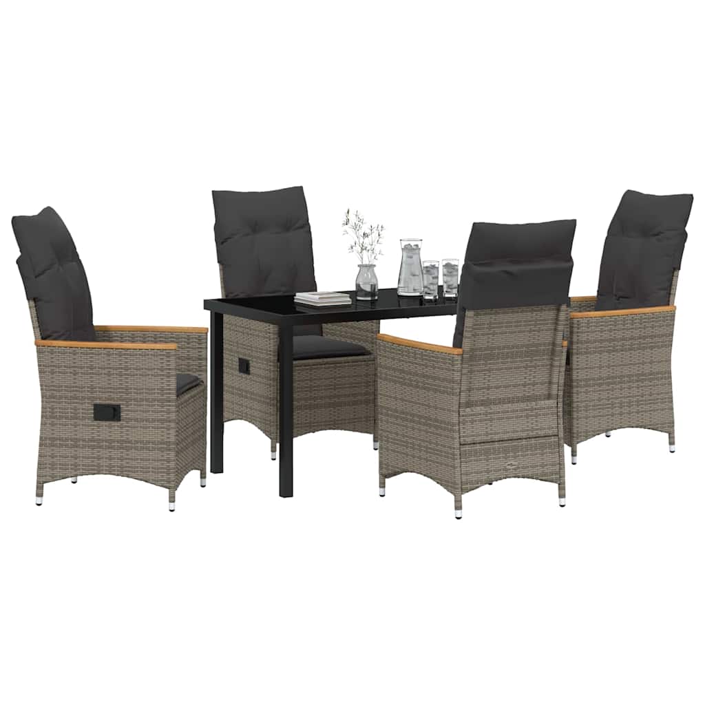 Garten Essgruppe mit Kissen 5 pcs Grau Poly-Rattan